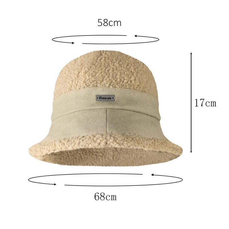 Winter Bucket Hat Fluffy Warm Lamb Wool Bucket Hat Fuzzy