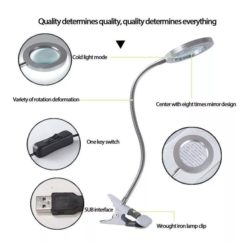 CamRom Lámpara De Mesa Con Lupa De Luz Led Usb