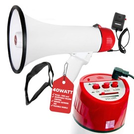 5 Core Megaphone Bullhorn Speaker Portable 40W Bull Horn w Siren Adjustable Volume Megafono 1000 Yard Range Handheld Mega Phone for Coaches Safety Drill- 20 F