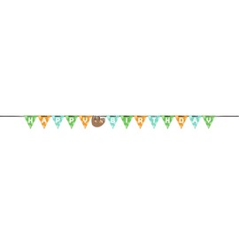 Creative Converting Sloth Party Happy Birthday Banner, 1 ct, mulit-color, 110.5"" x 6"""