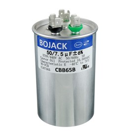 BOJACK 50+7.5 uF 50/7.5 MFD ±6% 370/440 V AC CBB65 Dual Run Circular Start Capacitor for AC Motor Run or Fan Start or Condenser Straight Cool or Heat Pump Air Conditioner
