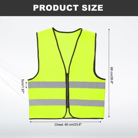 PATIKIL High Visibility Reflective Safety Vest, Class 2 Construction Work Vest Smooth Zipper Front for Construction Safety Use, Fluorescent Green