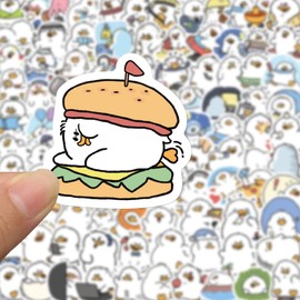 Fat Duck Stickers for Kids Teens Adults, 100Pcs Cute White Duck Vinyl Laptops Decorative Decals, Zumkjde Cartoon Ducks DIY Skateboard Computer Notebook Journal Cups Sticker
