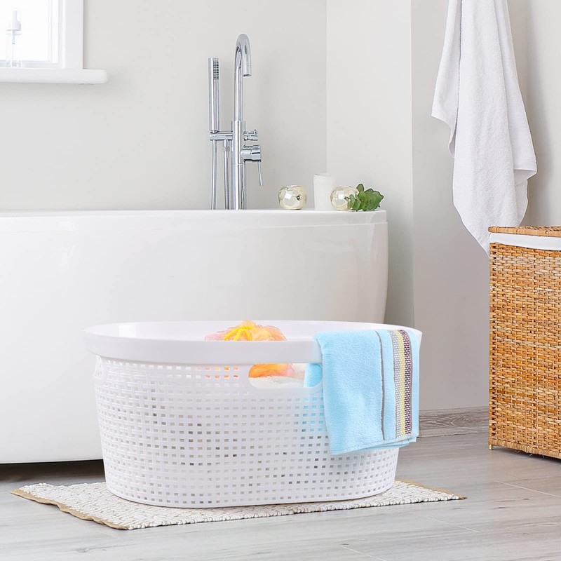 Ponpong 42 L Plastic Laundry Hamper, Plastic Laundry Basket with