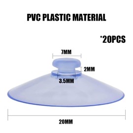LJFEA Pack of 20 Transparent Suction Cups, PVC Plastic Suction Cups without Hooks, Strong Suction Cups for Windows, Glass Panels, Tiles, Car Decoration, Kitchen, Bathroom, Lights, Cupboard (20 mm)
