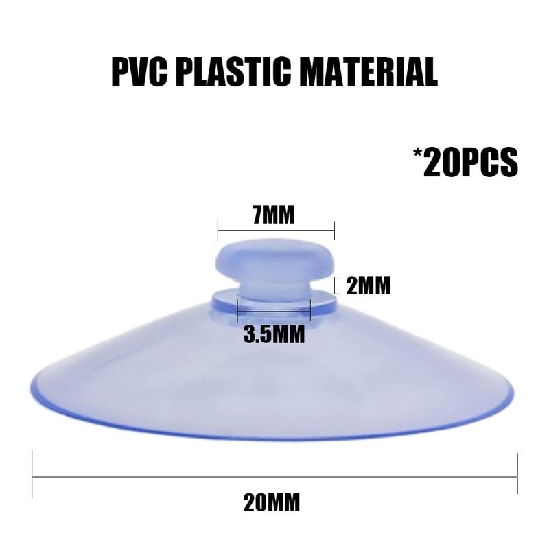 LJFEA Pack of 20 Transparent Suction Cups, PVC Plastic Suction