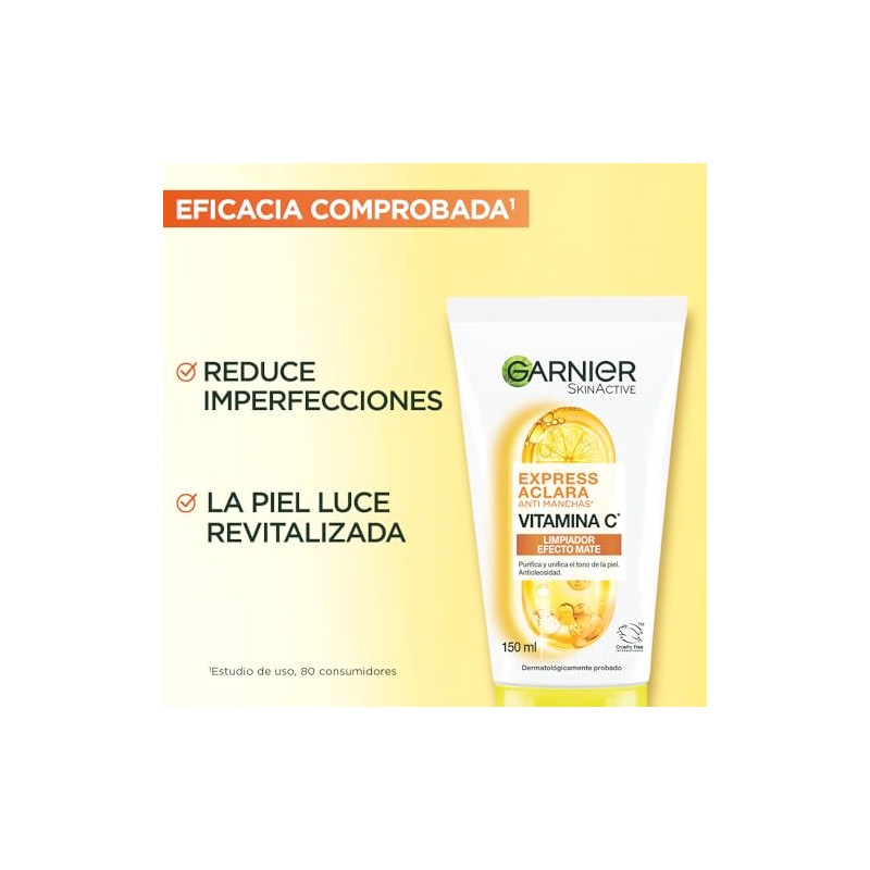 Garnier Gel Limpiador Facial Tono Uniforme Vitamina Express Aclara 150ml