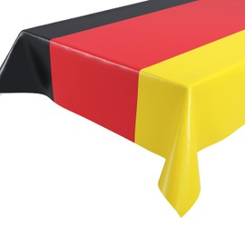 BEAUTEX Oilcloth Tablecloth, Germany Flag, Flag, Wipe-Clean Garden Tablecloth, Round, Oval, Square, Choice of Sizes (Square 140 x 100 cm)
