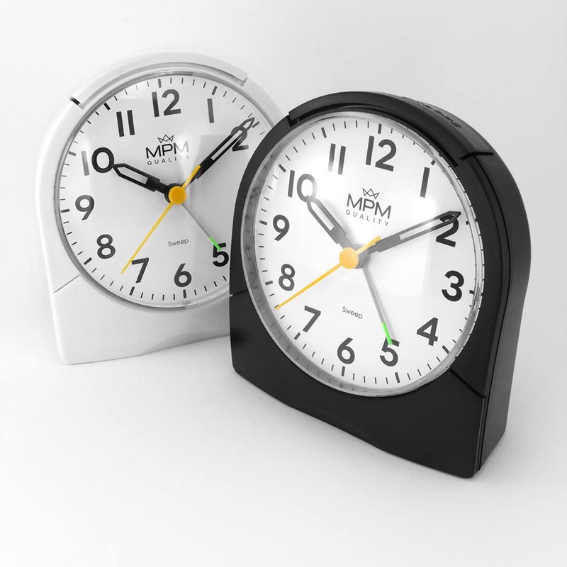 MPM analogue alarm clock made of plastic, black, snooze function,