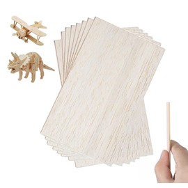 Balsa Wood 2 mm Pack of 10 Wooden Panels for Crafts Plywood Thin Balsa Wood Unpainted Lime Wood for DIY Plane, Ship, Woodwork, Laser Projects, Arts and Crafts (200 x 100 x 2 mm)