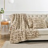 BYTIDE Brown Striped Luxury Faux Fur 60" x 80" Plush