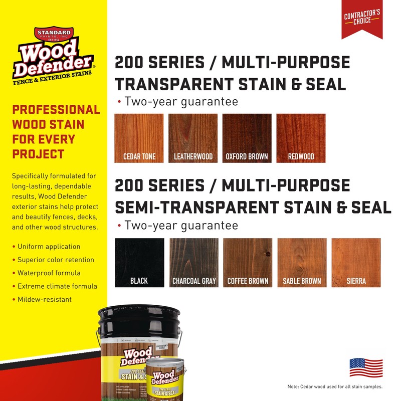 Wood Defender 200 Series Leatherwood Transparent Stain & Sealer Gallon