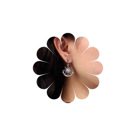 Inateannal Cz Moon Star Dangle Earrings Rhinestone Sun Moon Stars Earrings Silver Starburst Drop Earrings Vintage Crystal Crescent Earrings Jewelry for Women and Girls