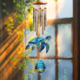 Sea Turtle Christmas Ornament with Waterdrop Quote – Stained Glass Effect Suncatcher Decor for Home or Car – Unique Turtle Gifts for Women, Moms, Beach Lovers – Ocean Themed Gift, Sea Glass Decoration