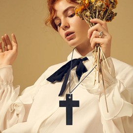 Wooden Cross Necklace for Men,Wooden Religious Pendant Jewelry,Natural Walnut Wood Christian Cross on Cord for Men & Women