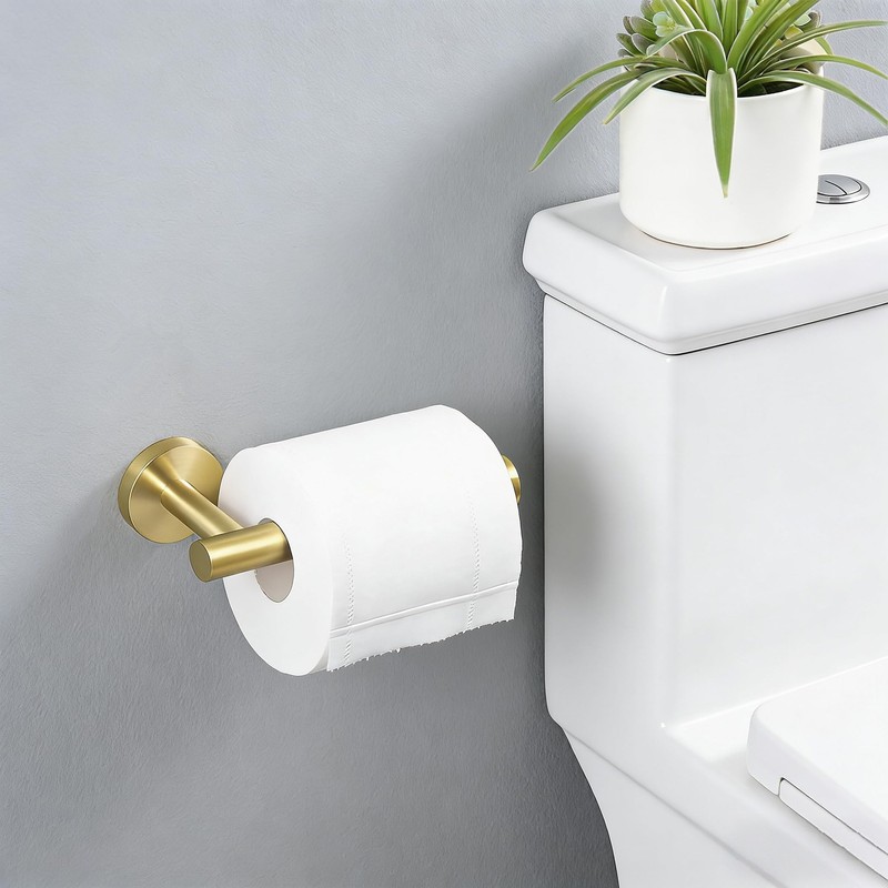 FAIRGIA Toilet Paper Holder Towel Ring Brushed Gold Bathroom Hardware