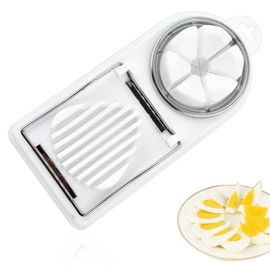 Egg Slicer with 2 Functions, Mushroom Slicer Cuts Clean and Accurate, Kitchen Tool for Cutting Eggs, Shell Potatoes, Rustproof Cutting Wire, White