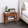 Teak Shower Bench Stool with Storage Shelf, Waterproof Shower Chair