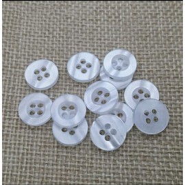 MajorCrafts® 80pcs 12.5mm Clear White Pearlescent 4 Holes Small Round Resin Sewing Buttons Craft Embellishments