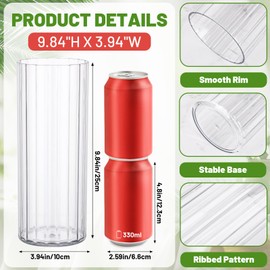 Suream 9.8 Inch Tall Clear Bud Vases, 3 Packs Plastic Vases for Centerpieces, Modern Decorative Hurricane Vases for Living Room, Kitchen, Office, Wedding Decoration