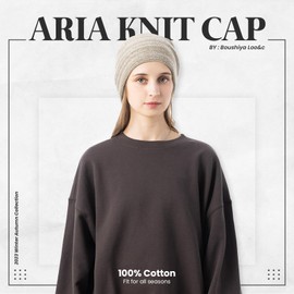 Ｌｏｏ＆ｃ 100% Cotton Aria Women’s Knit Cap Slouch Beanie Medical Hat Oversized Beanie Ideal for All Season Knit Bucket Hat (US, Alpha, One Size, Charcoal)
