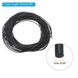 PATIKIL Silicone Foam Seal Strip, 10M(32.8Ft) 1mm(0.04") Dia Round High Density Solid Sponge Rubber Weather Stripping Cord for Sealing Gap Blocker Insulation, Black