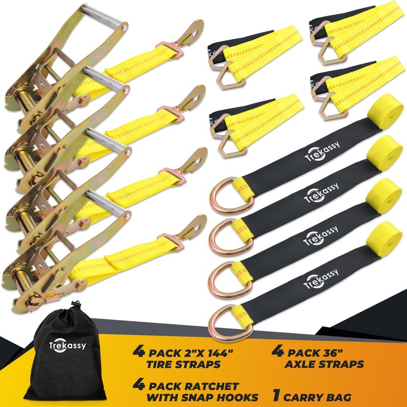 Trekassy 2”x 144” Car Tie Down Straps for Trailers Heavy