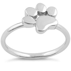 Sterling Silver The Beauty of Dog Lovers Connection,4 Design Paw-Heart Collection Rings(Size 3-12) (sterling-silver direct paw/heart, 3)