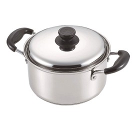 Pearl Metal HB-5104 Double Handed Pot, 7.1 inches (18 cm), 3 Layer Bottom, Gratia, Silver