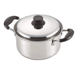 Pearl Metal HB-5104 Double Handed Pot, 7.1 inches (18 cm), 3 Layer Bottom, Gratia, Silver