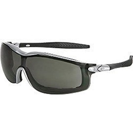 Crews Rattler Safety Glasses/Goggles With Silver Frame, Gray Duramass Anti-Fog Lens, Interchangeable Ratcheting Bayonet Temples And Adjustable Head Band