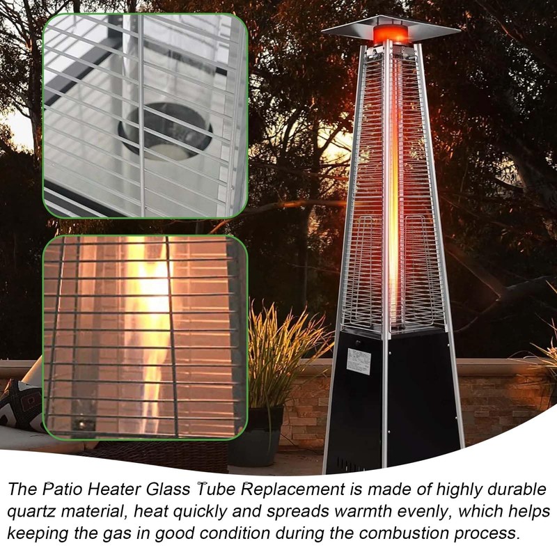 Patio Heater Glass Tube Replacement,49.5" Tall 4" Diameter with Silicone