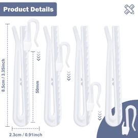 50 Pcs Plastic Curtain Hooks,Adjustable Pinch Pleat Hooks,Curtain Hooks for Drapes,Drapery Hooks for Pleated Drapes Curtain Pins for Window Curtain Shower Curtain Door Curtain （85mm/3.35 Inch）