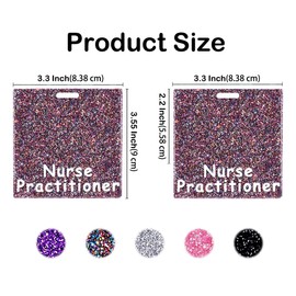 Abamilaka Nurse Practitioner Badge Buddy Card Iridescent Bling Acrylic Badge Reel Holder Buddies Horizontal Identification Tags Glitter ID Name Cards Nurse Gifts for Women Nursing Accessories