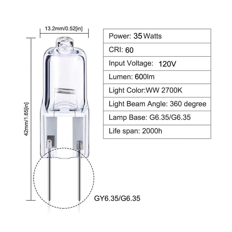 10 Pack G6.35 35 Watt 35W 12V 12 Volt JC6.35