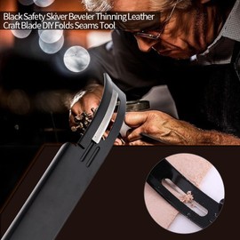 Sicherheit Skiver, Edelstahl Leder Beveler Ausdünnung messer mit 3 Stück Ersatzklingen Lederhandwerk Sicherheit Beveler Skiver DIY Lederhandwerk Schneiden Falzen Falzen Werkzeug