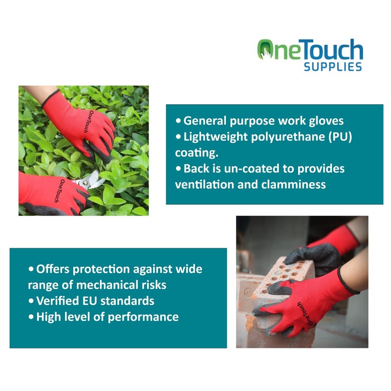A406 A406 24 Pair Red Work Gloves Nitrile Coated for