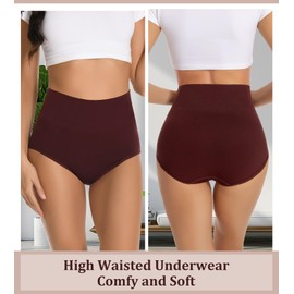 DULUBO High Wasited Underwear For Women Tummy Control Breathable Panties Postpartum Ladies Stretch C Section Briefs 5 Packs Plus Size X-Large