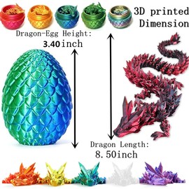 4Pack 3D Printed Dragon Fidget Toys with Articulated Dragon Inside for Autism/ADHD,Easter Gifts,Surprise 3D Printed Animals Toy Easter Basket Essentials