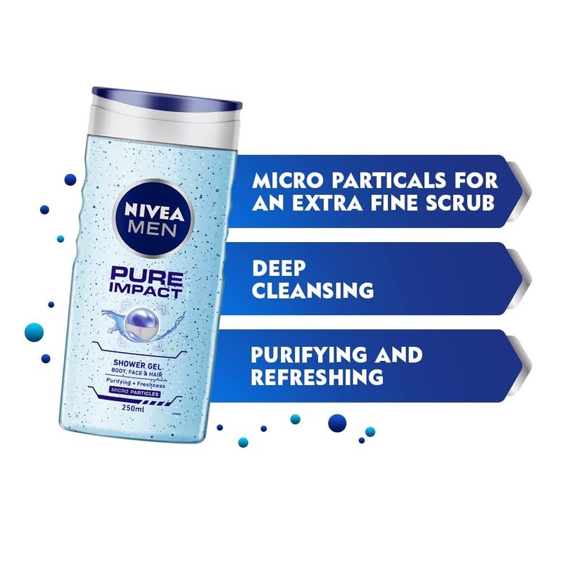 Nivea Pure Impact Shower Gel for Men, 250ml