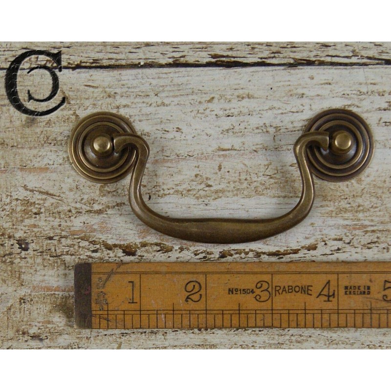 Vintage Drawer Handles Swan Neck Drop Handle Antique Brass 3.5"