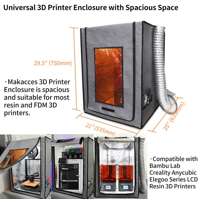 Resin 3D Printer Enclosure with Ventilation, 3D Printer Vented Enclosure