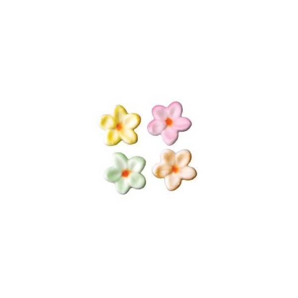 24pk Small Flower 1" Edible Sugar Decoration Toppers for Cakes Cupcakes Cake Pops w. Edible Sparkle Flakes & Decorating Stickers