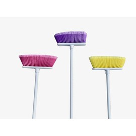 The Original Soft Sweep Magnetic Action Brooms - 12 Pack of Brooms - Assorted Colors (Pink, Purple, Yellow, Blue) - Soft Bristle Broom - Perfect for Wood Floors