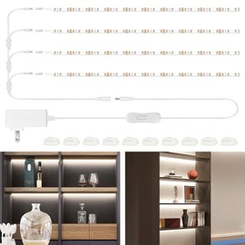 WOBANE LED Shelf Light, LED Closet Light Kit, 4PCS 20inch Pre-Cut Strip Bars, Designed for Shelves,Display Case, Bookshelf, in Cabinet Lighting, 6000K White