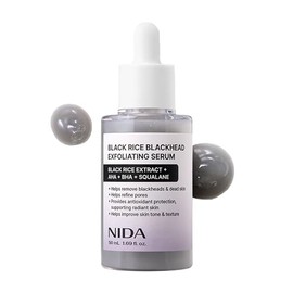 NIDA Black Rice Blackhead Exfoliating Serum | 1.69 fl.oz., 50ml | Daily Soft Exfoliating Face Scrub Dead Skin Cells Remover for All Skin Types korean skin care