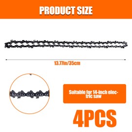 Pack of 4 saw chainsaw chains: saw chain, chainsaw chain, cutting length 35 cm, saw chain pitch 3/8 inch, drive link thickness 1.3 mm, drive links 52 links, chainsaw replacement chain chainsaws
