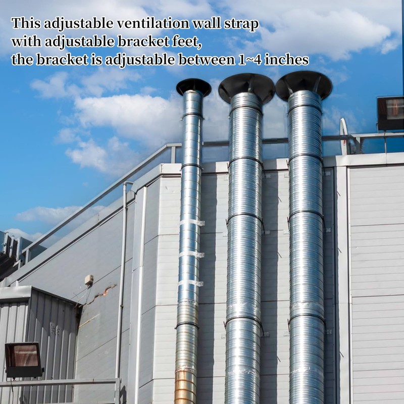 8 inch Adjustable Vent Wall Strap, Heavy Duty Stainless Steel