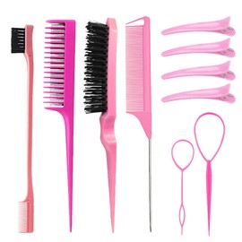 Nivofu 12Pzs Peines para Cabello Mujer, Kit de Peines para Peinar el Cabello, Peine Triple para Burlas, Cepillo para El Pelo con Cerdas, Peine de...  