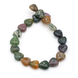 Natural Stone Beads Polished Heart Shape Mixed Moss Agate Stone Charms for Jewelry Making Necklace Bracelet 2 Strands